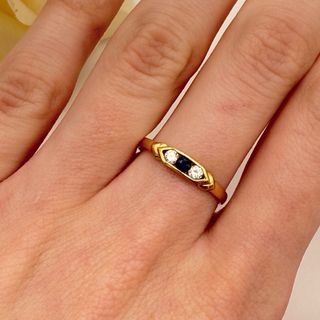 Anillo oro 18kt con zafiro y circonitas