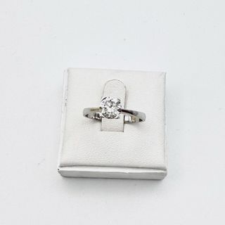 Anillo de oro blanco 18kt con diamante