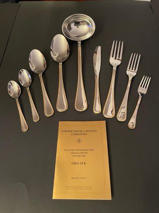 Cubertería 60 piezas en maletín con oro 24k