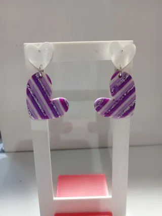 Pendientes Corazón Arcilla Polimérica Hechos a Man