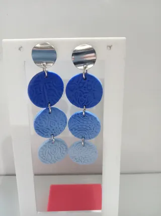 Pendientes Arcilla Polimérica Azul y Plata