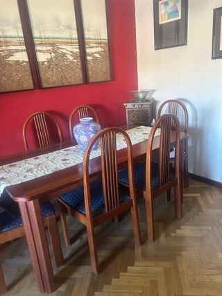Mesa comedor y 6 sillas madera