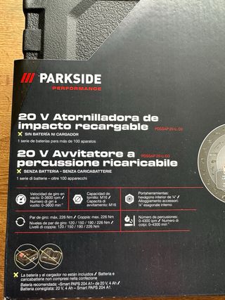 Atornillador Impacto Parkside Performance 20V