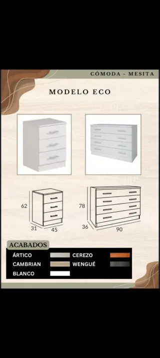 Cómoda de madera blanca