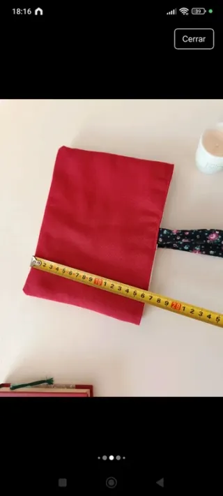 Funda libro lazo flores roja