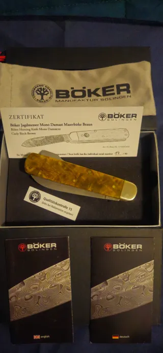 Böker Mono Damascus, 200 capas Curly Birch Brown.