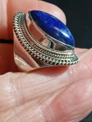Anillo Plata Ley Lapizlazuli talla exacta 13,8 mm