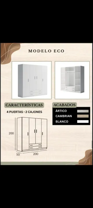Armario 4 puertas madera