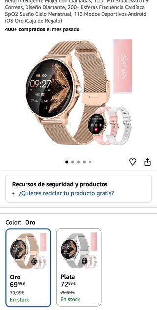 NUEVO Reloj Inteligente Mujer Oro