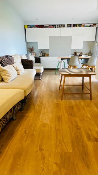 2 Sofás 4 plazas + puf muycómodo beige&animalprint