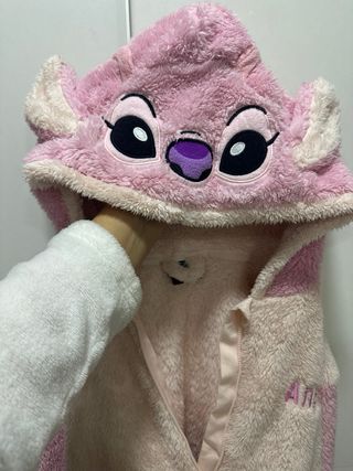 Bata infantil Stitch rosa y beige 122-140 cm