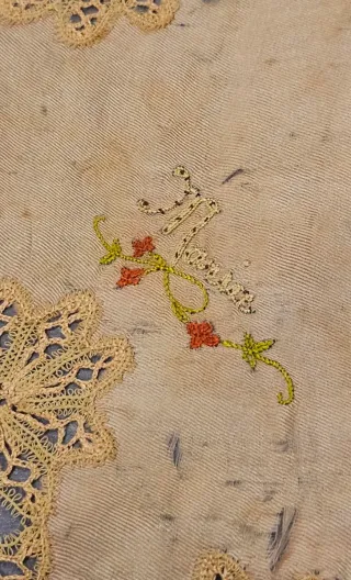 Pañuelo antiguo seda encaje Tenerife sxix