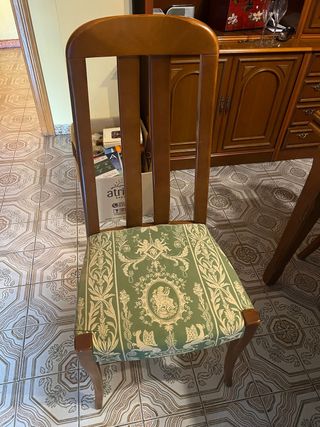 6 Sillas de Comedor Madera y Tela