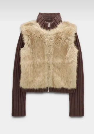 Cárdigan efecto pelo marrón y beige XS/S.Parfois