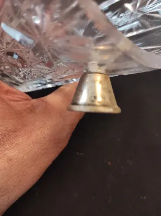 Cubitera antigua cristal plomo asas plata y pinzas