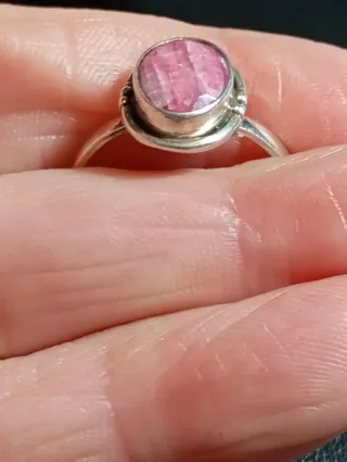 Anillo Plata Ley rubí facetado