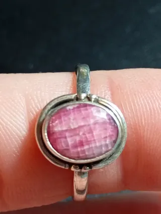 Anillo Plata Ley rubí facetado