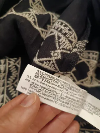 Vestido Zara Lino Boho Negro Talla M