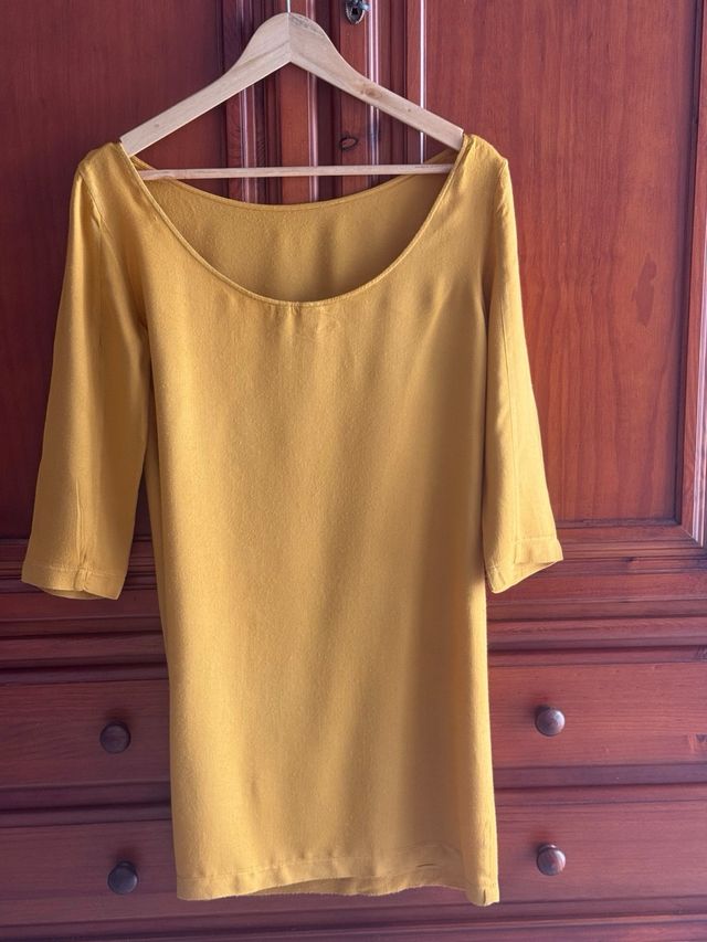 Vestido Mango amarillo mostaza talla XS