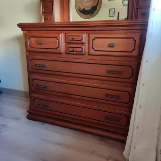 Cómoda tocador madera maciza espejo clásica