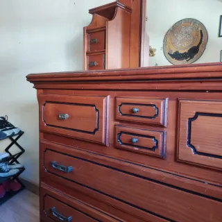 Cómoda tocador madera maciza espejo clásica