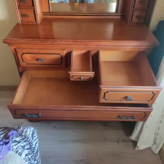 Cómoda tocador madera maciza espejo clásica