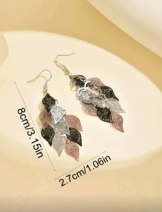 Pendientes largos colgantes hoja