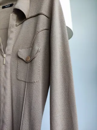 Vestido camisero 100% lana beige