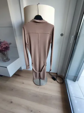 Vestido camisero 100% lana beige