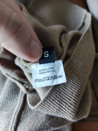 Vestido camisero 100% lana beige