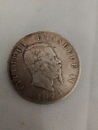 5 Lire Argento Regno d'Italia 1875