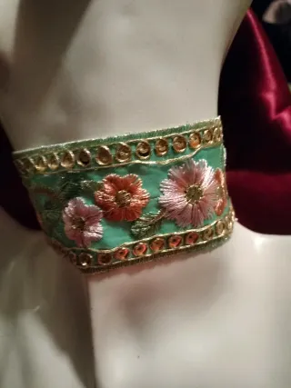 Choker Jacquard Y2K Retrò Floreale