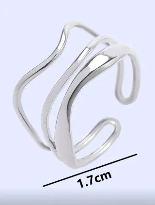 -Anillo Acero Inoxidable Diseño Ondulado.