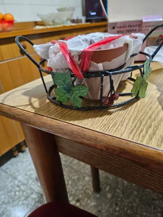 Fioriere in ferro battuto e terracotta dipinte a m