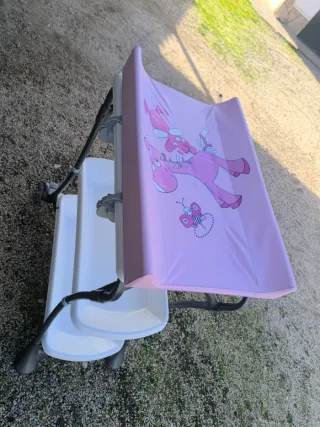 Bañera cambiador bebé rosa