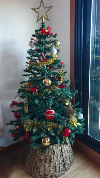 Caja adornos Navidad y luces