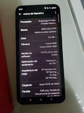 OnePlus Ace 6T. Mejor que el OnePlus15R 256Gb