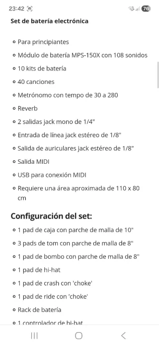 Millenium MPS-150X Batería Electrónica