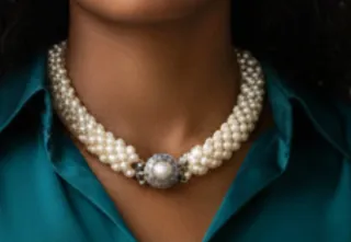 Collar trenzado vintage plata y perlas