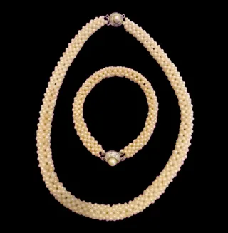 Collar trenzado vintage plata y perlas