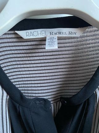 Blusa Rachel Roy Rayas Finas Negra Beige