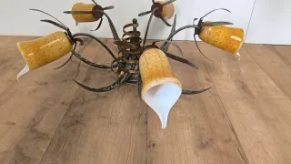 LAMPARA TECHO FORJA CON TULIPAS