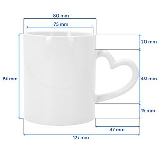 Taza blanca con asa de corazón