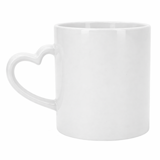Taza blanca con asa de corazón