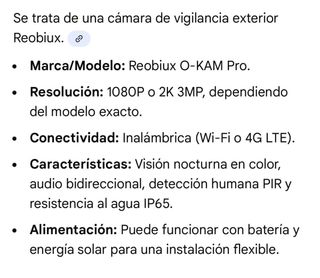Cámara Vigilancia Reobiux Solar