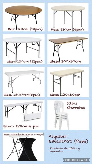 Alquiler Castillos Hinchables, Sillas y Mesas