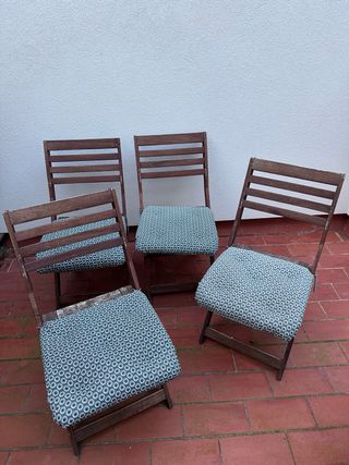 4 Sillas Plegables Madera con cojines (precio uni)