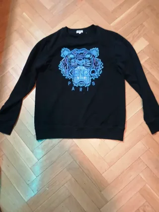Sudadera Kenzo Negra Diseño Tigre Azul Talla M