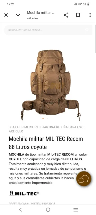 Mochila militar beige