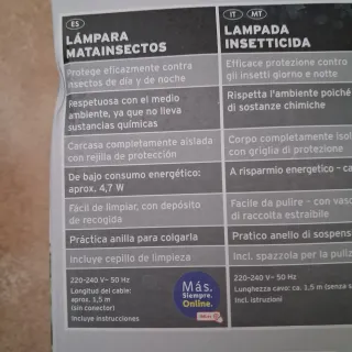 Lámpara Mata Insectos Eléctrica Nueva